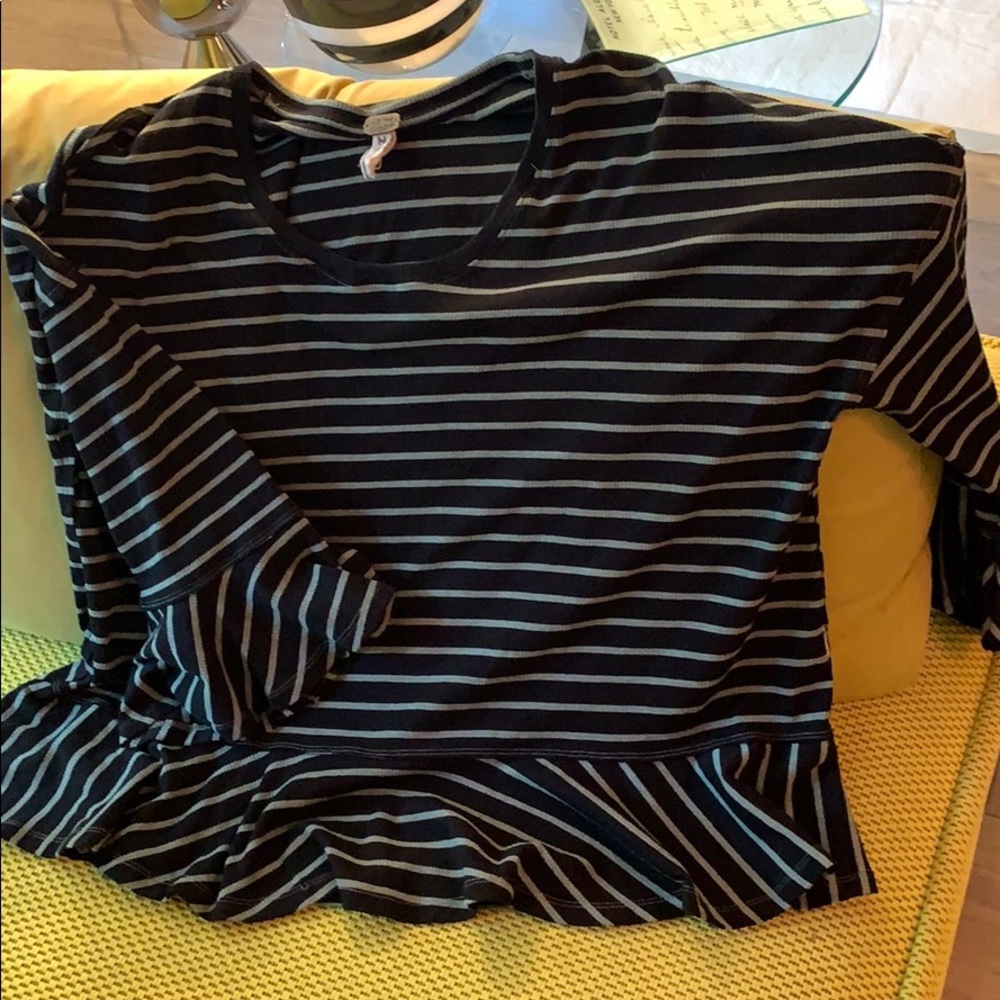 We the Free Ruffled Bottom Striped Shirt
